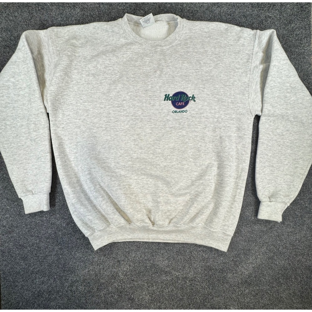 Hard Rock Cafe Orlando Sweatshirt XL Gray Rock N Roll Globe Graphic Pullover
